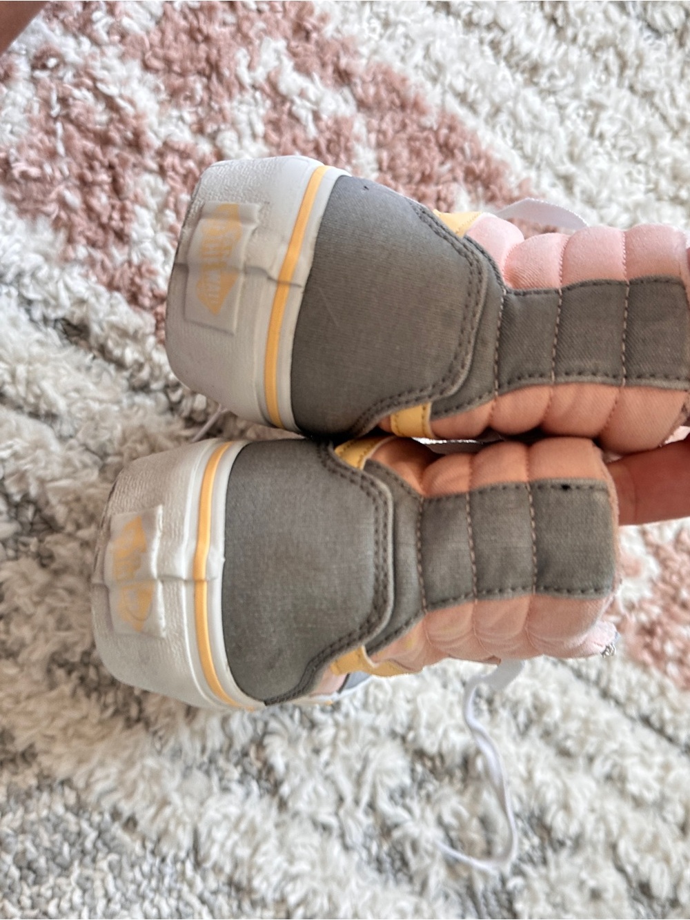 🍑 Vans 🍑 Retro Y2K Women's High-Top Platform Sneakers Pastel Peach Gray Yellow - Picture 4 of 9